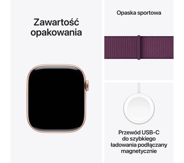 Apple Watch Series 10 GPS AI + Cellular AI koperta 42mm aluminium różowe złoto opaska sportowa dojrzałej śliwki - Kup na Raty - RRSO 0%