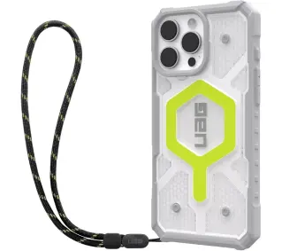 UAG Bundle Pathfinder Clear Case Magsafe do iPhone 16 Pro Active Neon + smycz