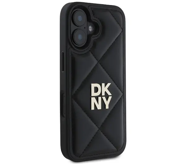 DKNY Quilted Stack Logo do iPhone 16 Czarny