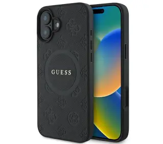Guess Saffiano Peony Classic Logo MagSafe do iPhone 16 Czarny