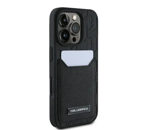 Karl Lagerfeld Cardslots Monogram do iPhone 16 Pro Max Czarny