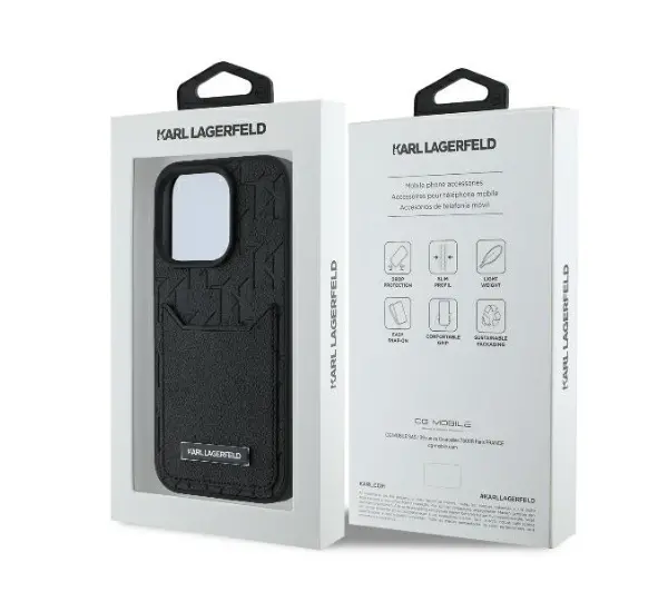 Karl Lagerfeld Cardslots Monogram do iPhone 16 Pro Max Czarny