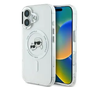 Karl Lagerfeld IML Metal Karl&Choupette Head MagSafe do iPhone 16 Plus Biały