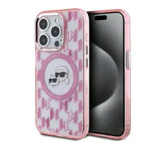 Karl Lagerfeld IML Monogram Karl&Choupette Head MagSafe do iPhone 15 Pro Max Różowy