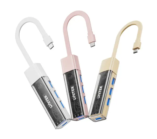 Unitek H1319APK01 USB C/USB A 5Gbps 4x USB A Różowy