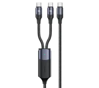 USAMS 2xUSB-C do USB-C 1,2m 100W PD Fast Charge Czarny