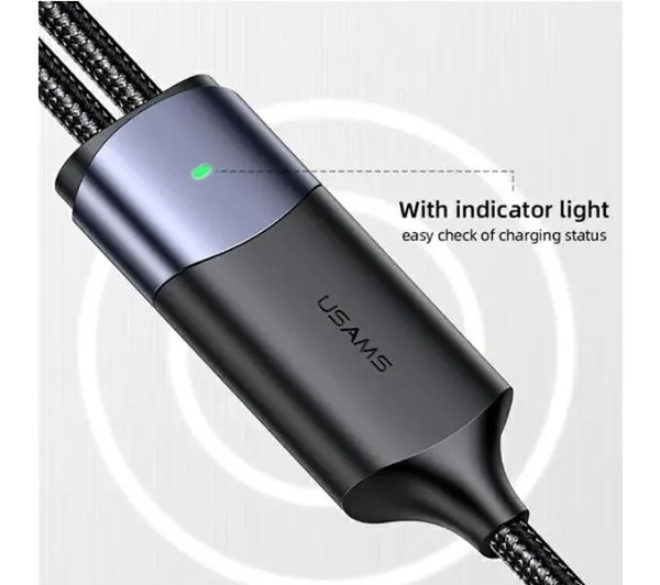 USAMS 2xUSB-C do USB-C 1,2m 100W PD Fast Charge Czarny