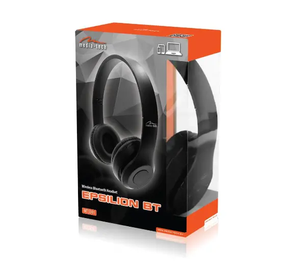 Media-Tech EPSILION BT MT3591 V2.0 Nauszne Bluetooth 5.1 Czarny
