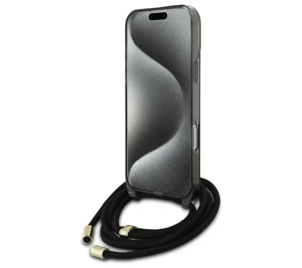Guess Crossbody Cord Script MagSafe do iPhone 16 Pro Czarny