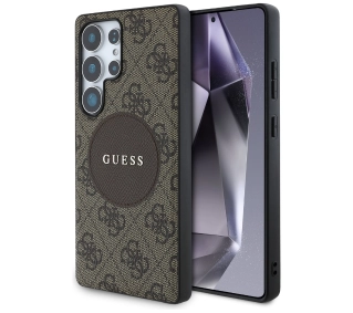 Guess 4G Round Patch Classic Logo MagSafe do Galaxy S25 Ultra Brązowy