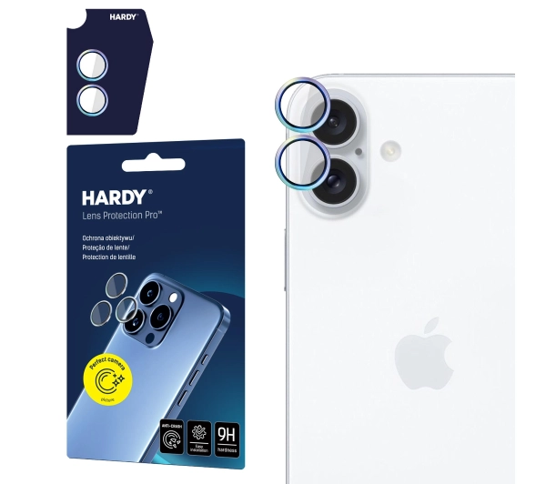 Szkło hartowane na obiektyw 3MK Hardy Lens Protection Pro do Apple iPhone 16/16 Plus Wielokolorowy