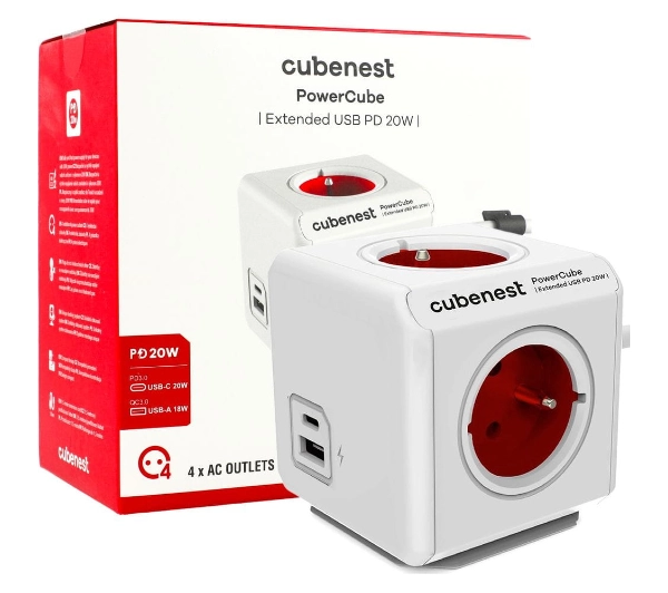 Cubenest PowerCube Extended PC420 USB PD 20W 1,5m Czerwony