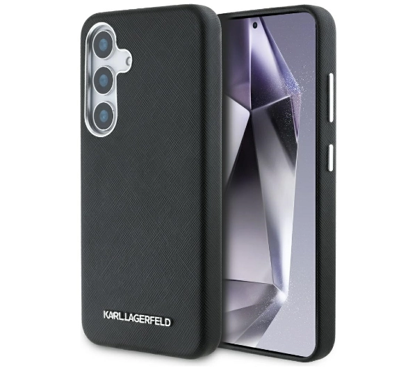 Karl Lagerfeld Saffiano Full Wrapped Elongated Metal Logo MagSafe do Galaxy S25 Plus Czarny