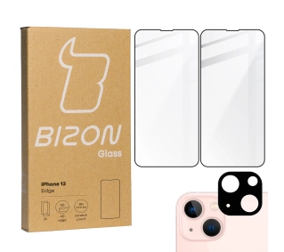 Bizon 2x szkło hartowane + ochrona na obiektyw iPhone 13 czarne