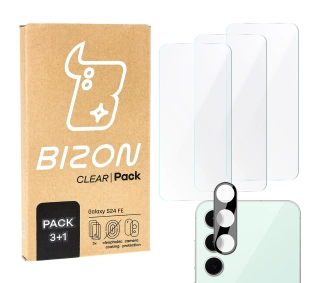 Bizon 3x szkło hartowane + szybka na aparat Clear 2 Pack do Galaxy S24 FE