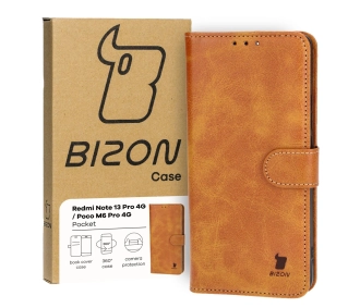Bizon z klapką Pocket do Xiaomi Poco M6 Pro 4G/Xiaomi Redmi Note 13 Pro 4G Brązowy
