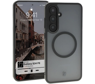 Bizon MatteO z MagSafe do Galaxy S24 FE Półprzezroczyste z czarną ramką
