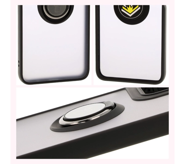 Bizon z uchwytem na palec Hybrid Ring do Motorola Moto G35 5G Przydymione z czarną ramką