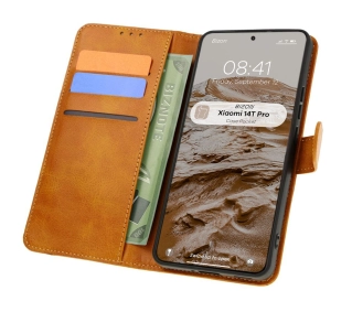 Bizon z klapką Pocket do Xiaomi 14T Pro Brązowy