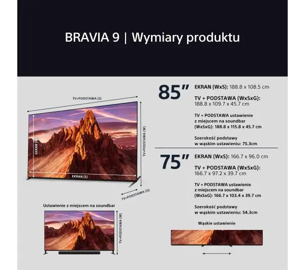 Sony BRAVIA 9 K-65XR90 65" QLED 4K Mini LED 120Hz Google TV Dolby Vision Dolby Atmos HDMI 2.1 DVB-T2 - Kup na Raty - RRSO 0%