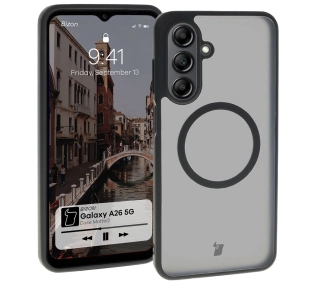 Bizon MatteO z MagSafe do Galaxy A26 5G Półprzezroczyste z czarną ramką