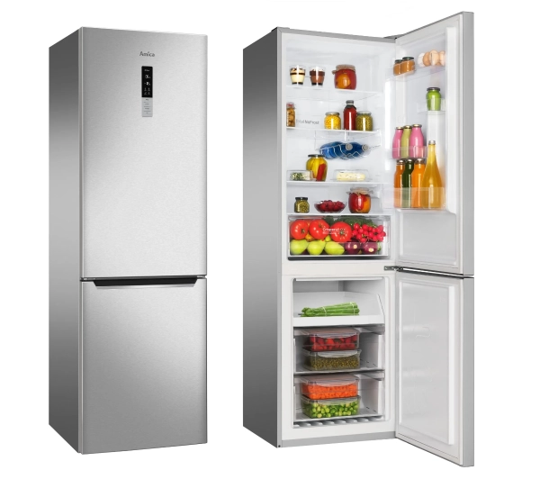 Amica FK3606E.2DFX (E) Pełny No Frost 185,5cm Szuflada z kontrolą wilgotności Inox - TRZECI -55%, ALBO 5-TY ZA 1ZŁ - Kup na Raty - RRSO 0%