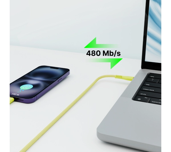QUALO USB-C do Lightning 1,5m 2,4A Żółty