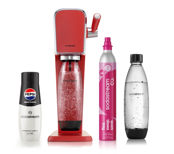 Saturatory do wody gazowanej - Sodastream ART Czerwony + Nabój z gazem CO2