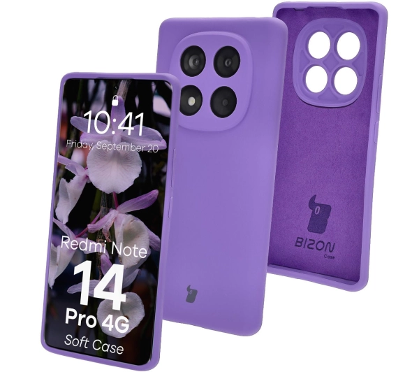 Bizon Silikonowe Soft do Xiaomi Redmi Note 14 Pro 4G fioletowy
