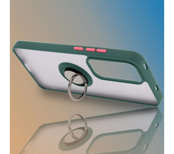 Bizon z uchwytem na palec Hybrid Ring do Oppo Reno 12 Pro przydymione z Ciemnozieloną ramką