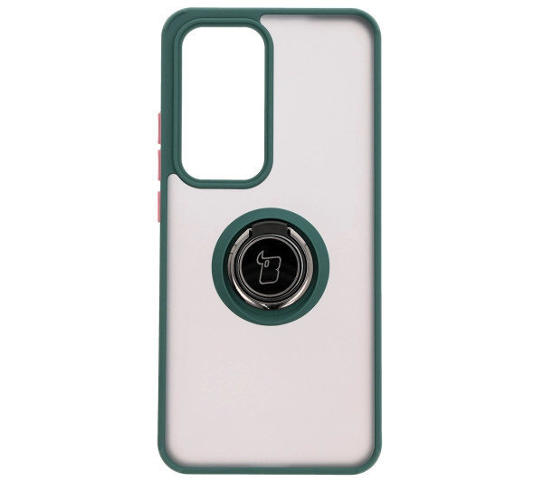 Bizon z uchwytem na palec Hybrid Ring do Oppo Reno 12 Pro przydymione z Ciemnozieloną ramką