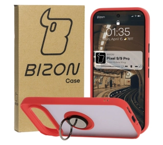 Bizon z uchwytem na palec Hybrid Ring do Google Pixel 9/9 Pro przydymione z Czerwoną ramką