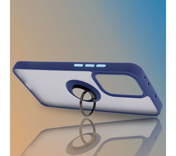 Bizon z uchwytem na palec Hybrid Ring do Oppo Reno13 Pro przydymione z Granatową ramką