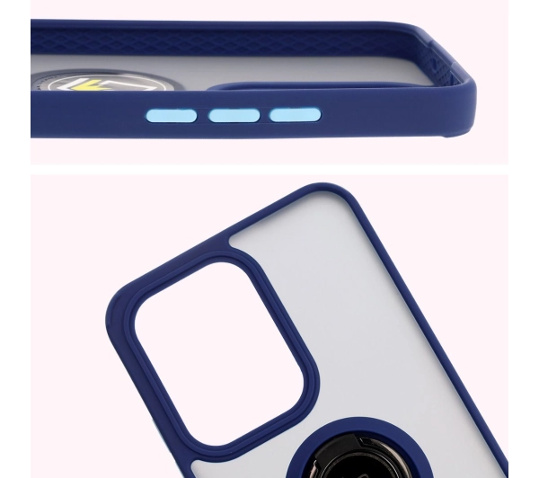 Bizon z uchwytem na palec Hybrid Ring do Oppo Reno13 Pro przydymione z Granatową ramką