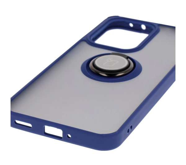 Bizon z uchwytem na palec Hybrid Ring do Oppo Reno13 Pro przydymione z Granatową ramką
