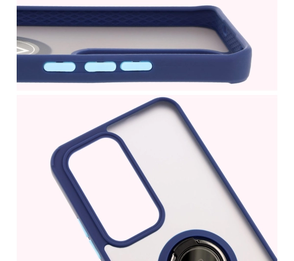 Bizon z uchwytem na palec Hybrid Ring do Oppo Reno 12 przydymione z Granatową ramką