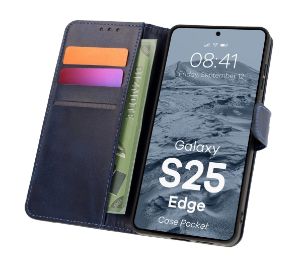 Bizon z klapką Pocket do Samsung Galaxy S25 Edge Granatowy
