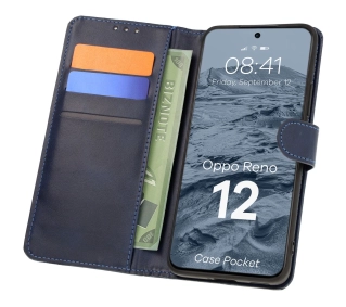 Bizon z klapką Pocket do Oppo Reno 12 Granatowy