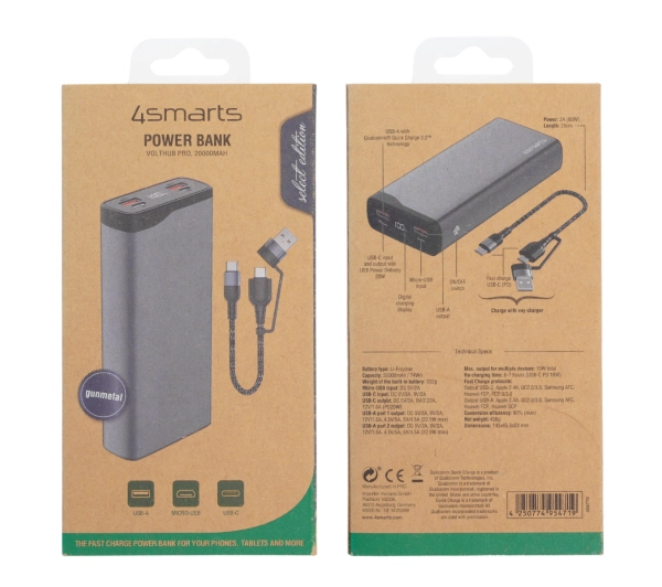 4smarts VoltHub Pro 20000mAh PD 22.5W Grafitowy