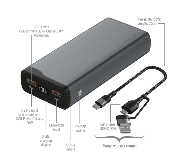 4smarts VoltHub Pro 20000mAh PD 22.5W Grafitowy