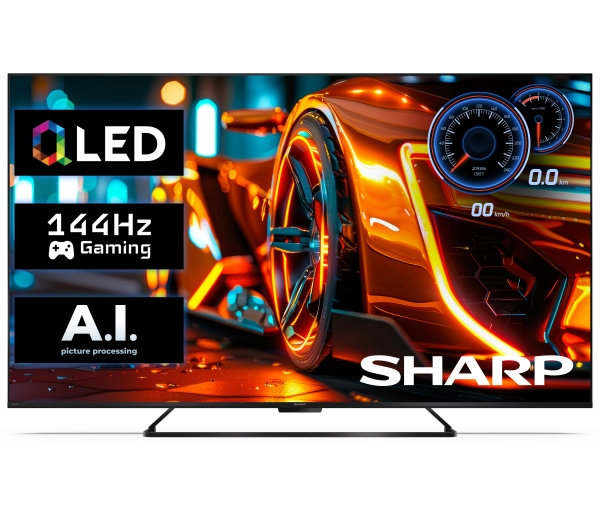 Sharp 50HR7765E 50" QLED 4K 144Hz Google TV Funkcje AI Dolby Vision IQ Dolby Atmos DTS-X HDMI 2.1 DVB-T2