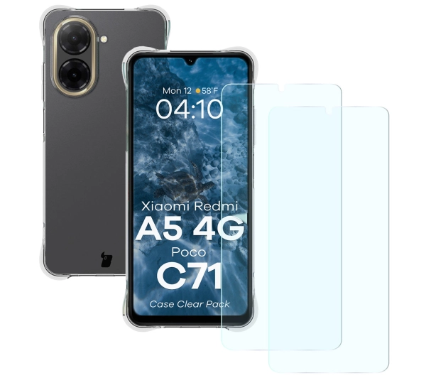 Bizon elastyczne etui Salpa + 2x szkło hartowane Clear Pack do Xiaomi Redmi A5 4G / Xiaomi POCO C71 4G