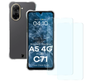Bizon elastyczne etui Salpa + 2x szkło hartowane Clear Pack do Xiaomi Redmi A5 4G / Xiaomi POCO C71 4G