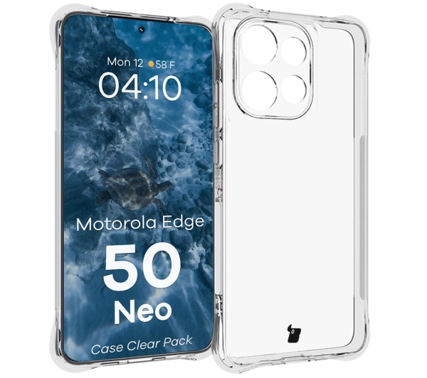 Bizon elastyczne etui Salpa + 2x folia na ekran Clear Pack do Motorola Edge 50 Neo
