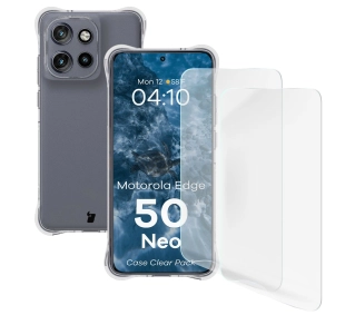 Bizon elastyczne etui Salpa + 2x folia na ekran Clear Pack do Motorola Edge 50 Neo