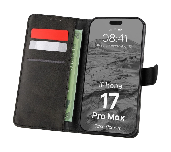 Bizon z klapką Pocket do Apple iPhone 17 Pro Max Czarny