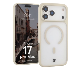 Bizon MatteO z MagSafe do Apple iPhone 17 Pro Max Półprzezroczyste z beżową ramką