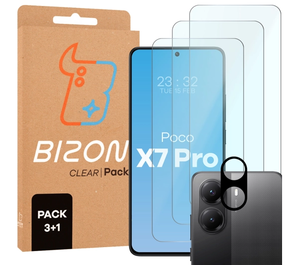 Bizon 3x szkło + szybka na aparat Clear 2 Pack do Xiaomi POCO X7 Pro