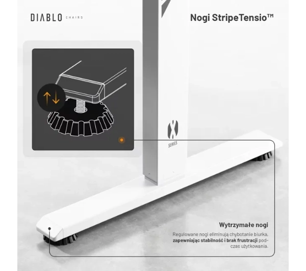 Diablo Chairs X-Tensio 1400 140cm Regulacja wysokości Biały - Kup na Raty - RRSO 0%