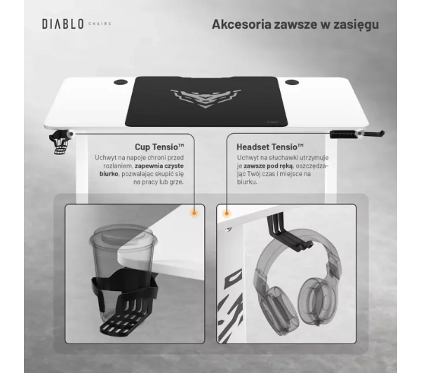 Diablo Chairs X-Tensio 1400 140cm Regulacja wysokości Biały - Kup na Raty - RRSO 0%